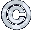 Pixelated circular icon with stylized 'C' symbol in grayscale tones, displayed in multiple orientations including front, side, and angled views.
