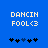 Pixelated text 'DANCIN FOOL<3' above a of five black and blue star icons on solid blue background