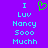 Pixelated text on purple background with green heart symbol above 'Luv' in cyan letters.