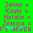 Green background with pink text listing names and symbols, including 'Jenna +', 'Kayla +', 'Natalie +', 'Jessica =', and 'F's #4EVER' with cyan symbols.