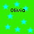 Green background with light blue stars and four instances of the text 'Olivia' in black pixelated font.