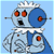 Pixelated robot icon with blue and white color scheme on light blue background, next to green text reading "Original Icons .com" on dark green background.