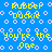 Blue background with white circles and yellow text repeating 'Rubber Duckie' and 'You're the One' in pixelated style.