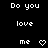 Pixelated text and heart symbol on black background, two identical side-by-side layouts with white text and heart.