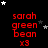 Red text 'sarah green bean x3' on black background with white and gray stars, animated star positions across frames.