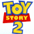 A 50x50 pixel animated contact sheet showing two frames of a Toy Story 2 logo icon with green text on the right frame.