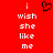 Red background with white pixelated text reading 'i wish she like me' and a black pixelated heart symbol above the text.