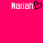 Pixelated text 'Nariah' with a heart symbol on the left, and identical text on the right against a solid pink background.