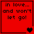 A 4-frame animated contact sheet showing red square icons with black text and heart symbols that change across frames.