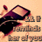 Pixelated image of a dark purple and black object with red accents against a light brown background, featuring partially visible text elements.
