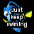 Blue fish character with yellow fins and white eyes appears in three positions against black background, one with text overlay.