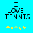 Pixelated text "I LOVE TENNIS" on cyan background with yellow and light green star icons below, two variations of star color distribution.