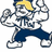 Pixelated cartoon character with yellow hair, white hoodie, blue pants, and white shoes in a fighting pose with fists raised.