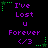 Purple text 'I've Lost U Forever </3' on black background with green star-shaped corner elements, arranged in a pattern with repeated text and symbols