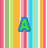 six showing a sequence with alternating striped and floral backgrounds, each containing a single letter in colored blocks