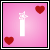 Six pink square with red hearts and white text or symbols, showing animation changes from a single star to 'love' then 'kyle!' across frames