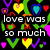 Pixelated text fragments and colorful heart shapes on a black background with green outlines.