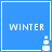 Blue square icon with white border displaying 'WINTER' text and a snowman graphic that changes height across frames.