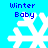 Four identical pixelated snowflakes on a bright cyan background with "Winter Baby" text above each, arranged in two of two
