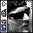 Animated contact sheet of a 4x4 grid showing sequential frames from an AIM buddy icon featuring Dale Jarrett with sunglasses, displaying subtle facial expression changes and one frame with a red heart symbol.