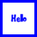 Blue pixelated text 'Heb' on white background with blue border, adjacent to partial text 'My name's LYSSA' in same style.