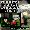 pixelated anime-style frames showing two characters with silver hair and red clothing, each frame displaying a different pose or expression