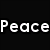A split-screen image with black background sections displaying 'Peace' and 'out' text, and two identical rainbow-colored peace symbols on a multicolored gradient background.