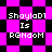 Pixelated text 'Shayla01 Is RANDOM' on a shifting black and magenta checkered background with diamond-shaped patterns.