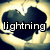 A pixelated heart-shaped icon with a dark blue fill and light yellow background, overlaid by the word 'lightning' in white block letters.