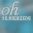 identical light gray 'oh' text and 'HR.MAGAZINE' below on blue-gray gradient background with subtle cloud-like texture