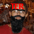 A person with long brown hair and a black beard wears a red shirt against a brown patterned background with red text overlays.
