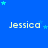 Blue background with repeated white text 'Jessica' and scattered cyan stars in a pattern
