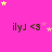A bright pink background with scattered yellow and light pink stars, featuring repeated dark brown text 'ilyJ <3' in a pattern