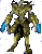 Animated sequence of a reptilian creature with brown scaly skin and blue hands, performing walking and turning motions against a gray background.
