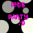 Pixelated pink text 'lets PARTY :D' on black background with shifting gray and white circles.