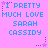 Pixelated text on a pink background with blue and purple accents, featuring repeated phrases and star symbols.