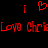 Red pixelated text and symbols on black background: vertical bars, heart, and repeated 'Love Chris' text with partial lettering.
