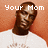 A four- shows a person in a white shirt against an orange background with pixelated text overlays