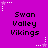 Purple background with repeated 'Swan Valley Vikings' text in black pixelated font, surrounded by white and light purple star-shaped pixel decorations.