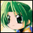 A 48x48 pixel buddy icon featuring a chibi-style anime character with green hair and large eyes on the left, paired with text reading "Anime IM" and "com" on a black background to the right.