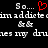 Pixelated text on black background with red heart symbol replacing 'I' in 'im addict', repeated across multiple lines.