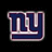 Three identical pixelated 'NY' logos in blue and white with a light purple outline on black background, one positioned lower left.