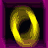 A contact sheet of eight animated frames showing a yellow ring rotating against a black background within purple-bordered squares, with the final frame missing its rightmost square.