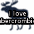 Pixelated dark blue moose silhouette with antlers overlaid by two black text bars reading 'i love' and 'bererombi' in white pixelated font.