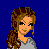 Pixel art contact sheet showing three frames of a soccer-themed animated buddy icon with blue background and text "Soccer Girl!"