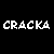Static pixel art displays the word 'CRACKA' in white blocky letters on a black background, with no additional visual elements.