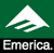 Green background with white triangular shape and green horizontal lines, black bar at bottom containing 'Emerica.' text.