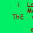 A static digital image with red text on a split background of green and light blue, showing partial words 'i Le', 'ThE', and blurred fragments.