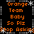 Black background with orange text reading 'Orange Team Baby So Plz Stop Asking' in four repeated , separated by white dotted lines and asterisks