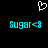 Pixelated white heart symbol above cyan text reading 'sugar<8' on black background, repeated side-by-side.